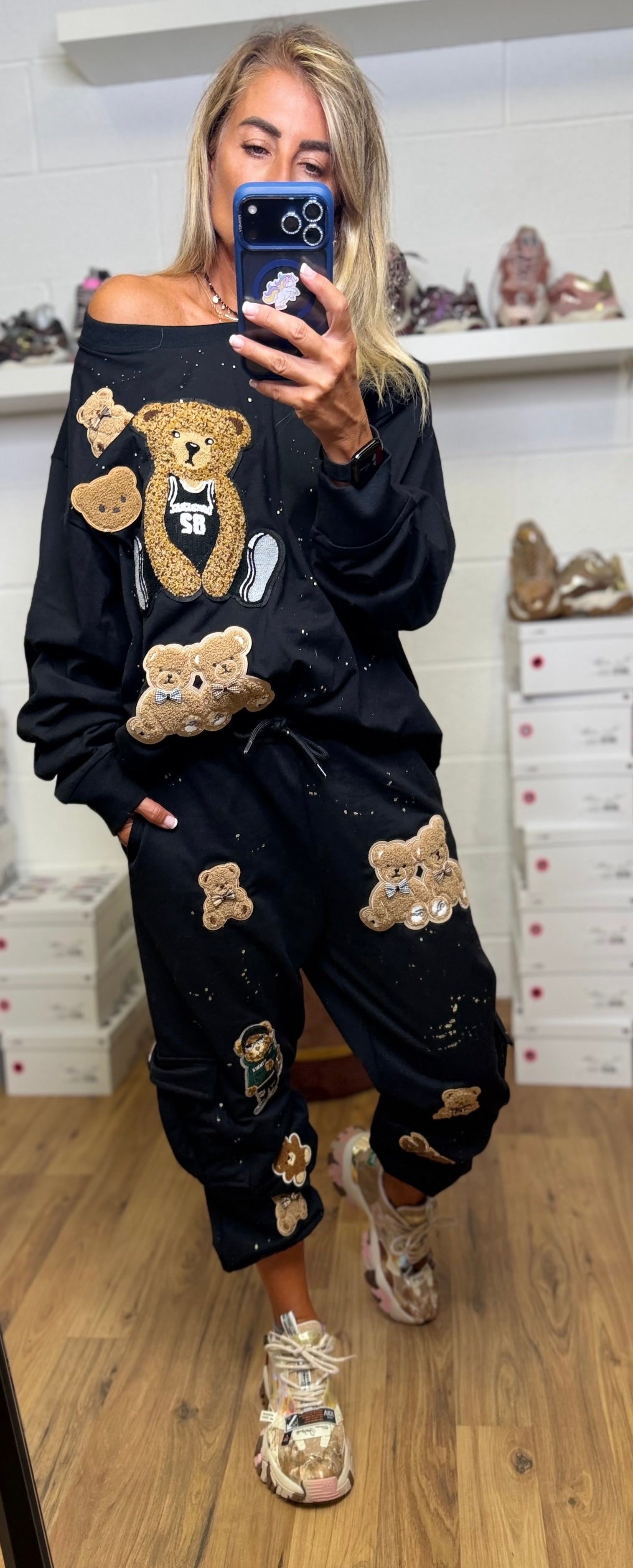 Abpink. Felpa teddy nera