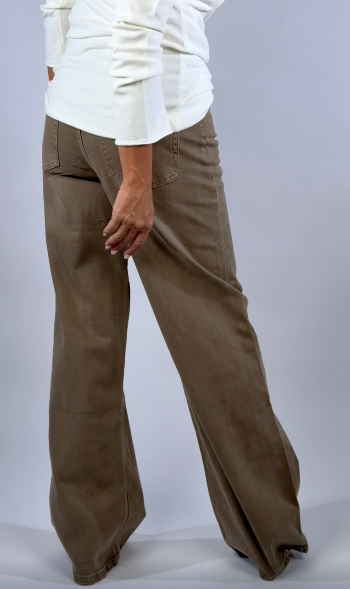 Le Streghe. Denim wide leg sabbia