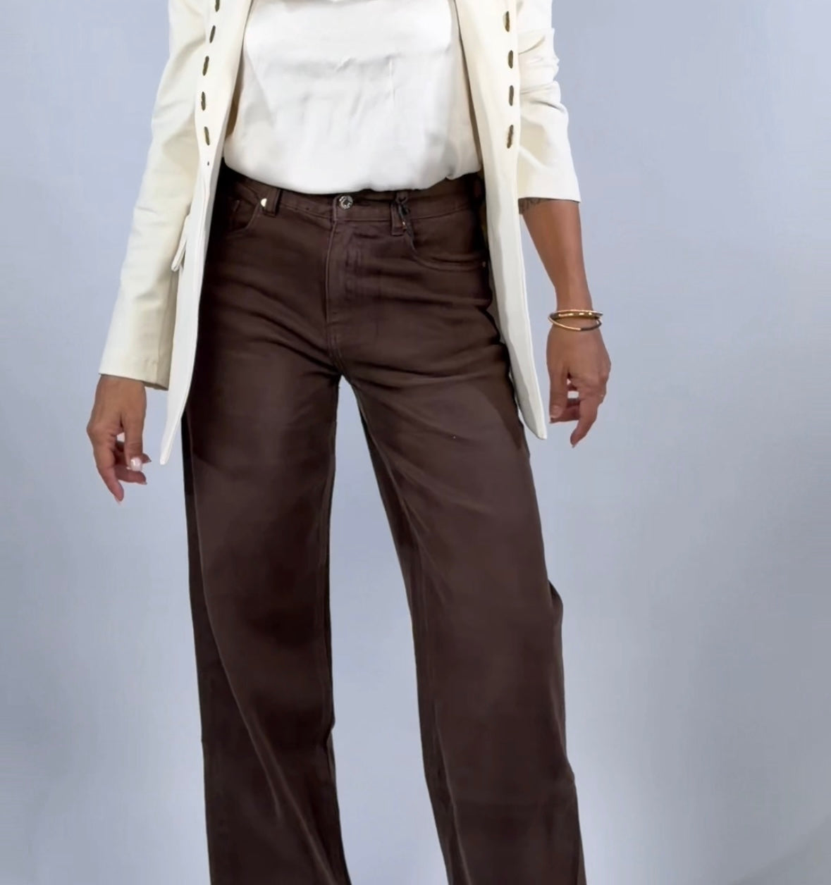 Le Streghe. Denim Wide leg cioccolato