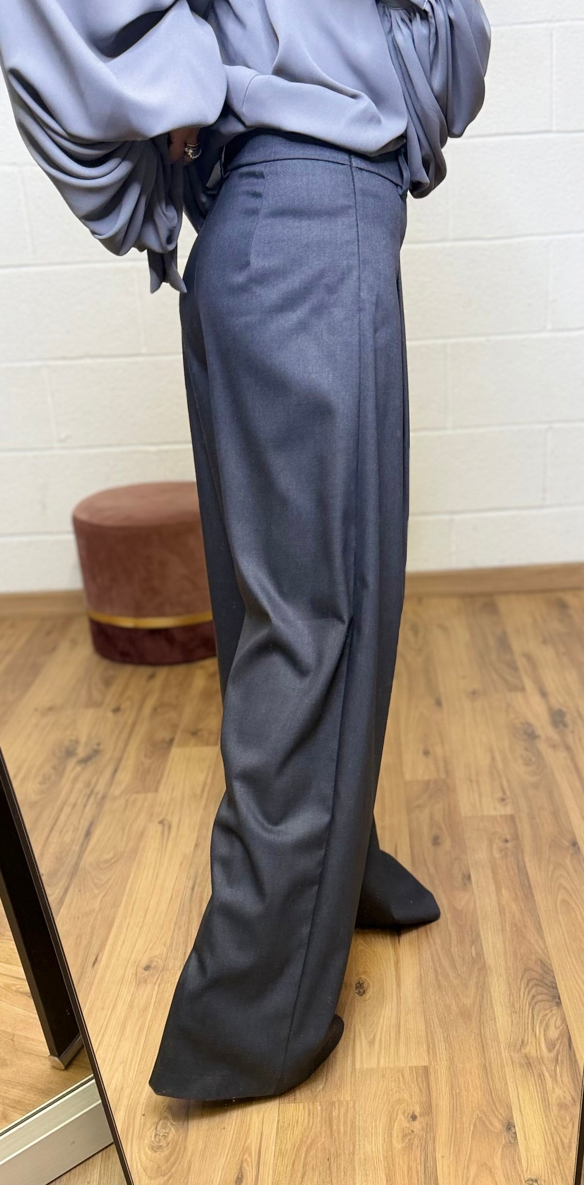 Mimi et mama. Pantalone Palazzo Sartoriale Grigio Antracite
