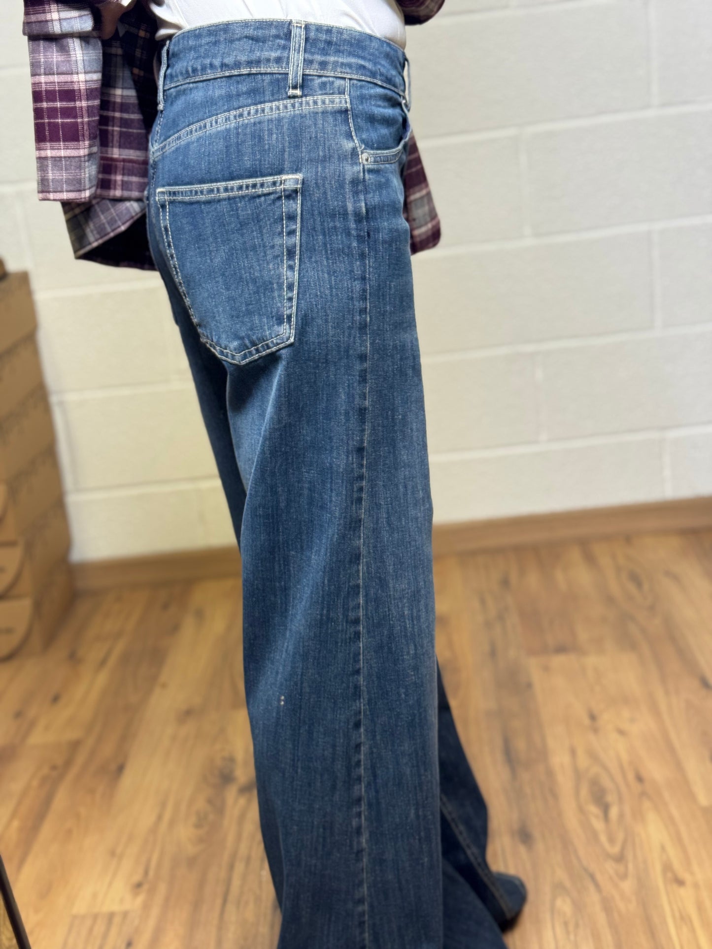 Le Streghe. Denim wide leg elasticizzato