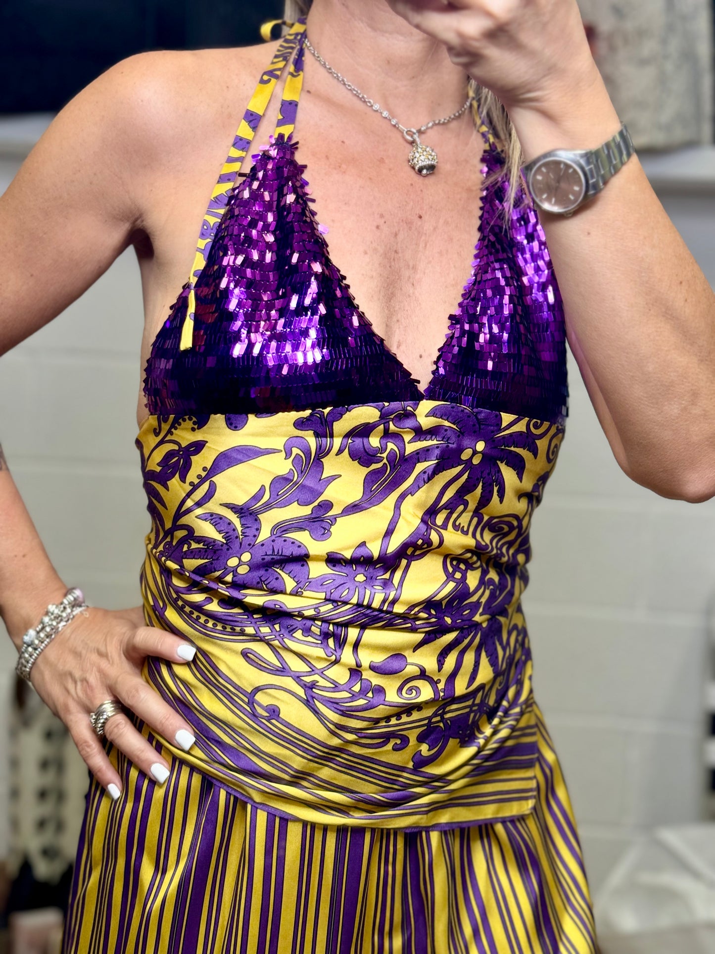 Dahlo. Foulard giallo e viola-80%