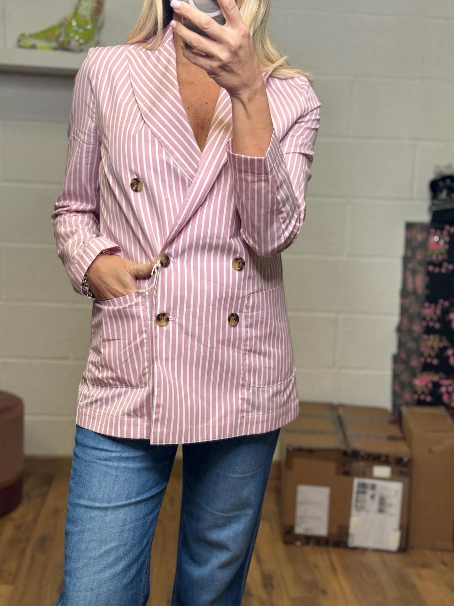 Myths. Blazer bianco e rosa-70%