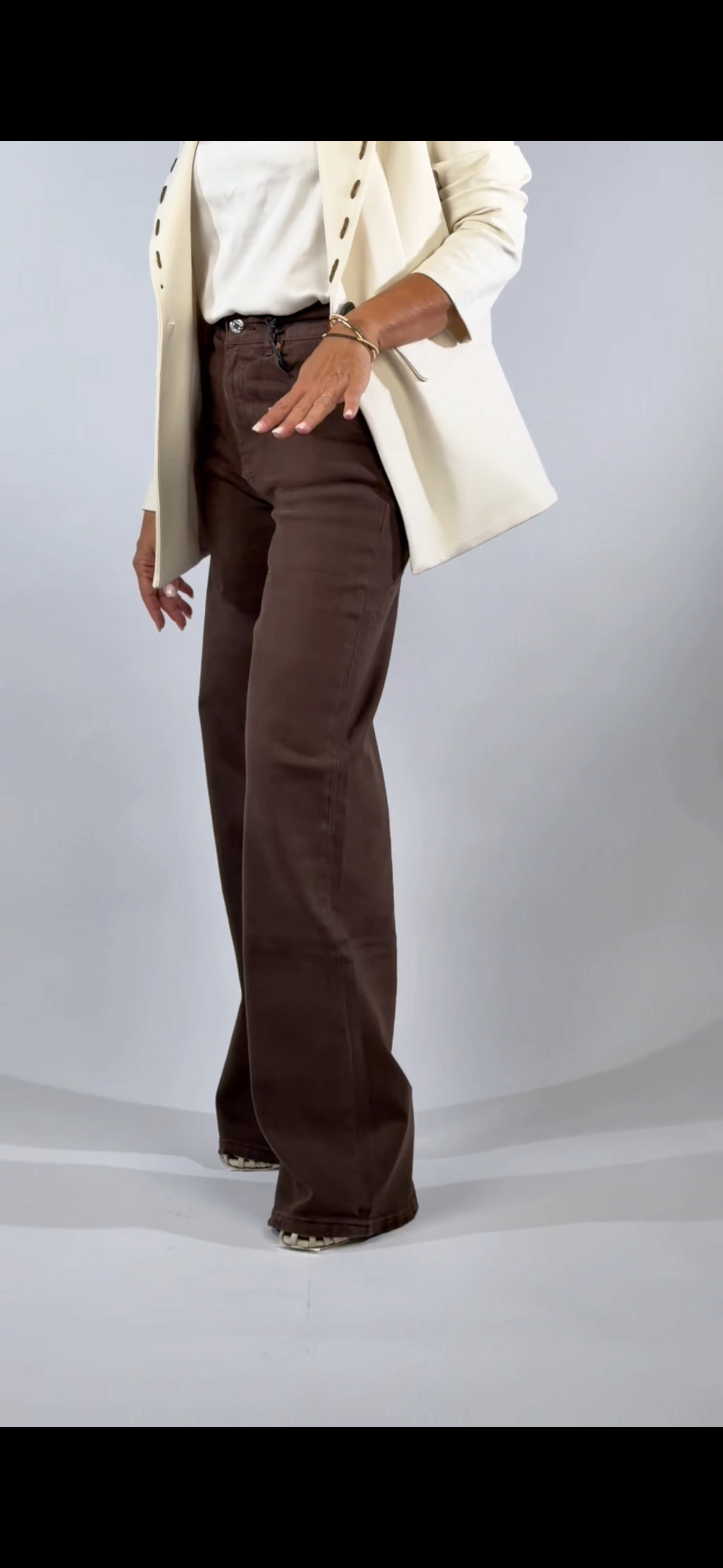Le Streghe. Denim Wide leg cioccolato