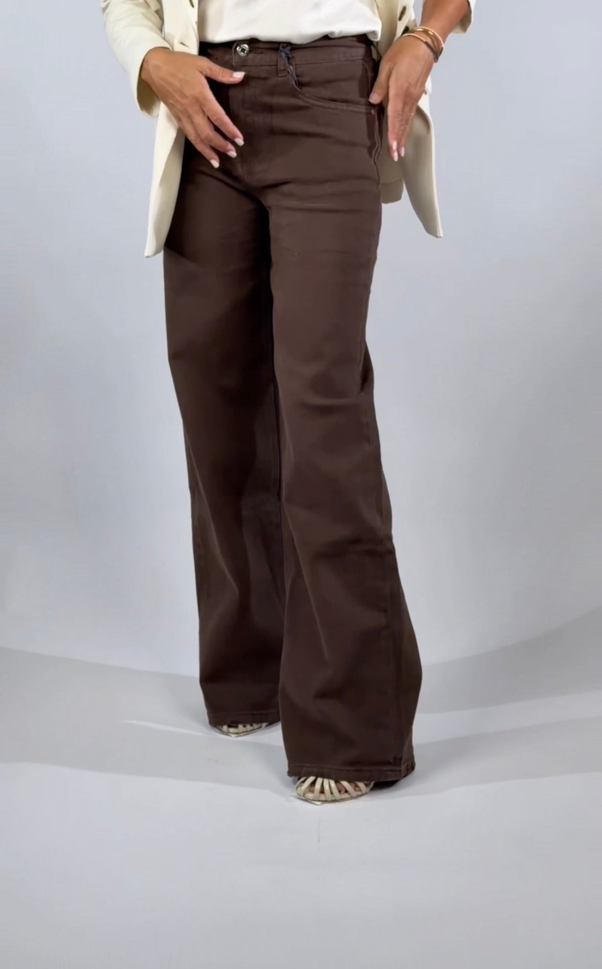 Le Streghe. Denim Wide leg cioccolato