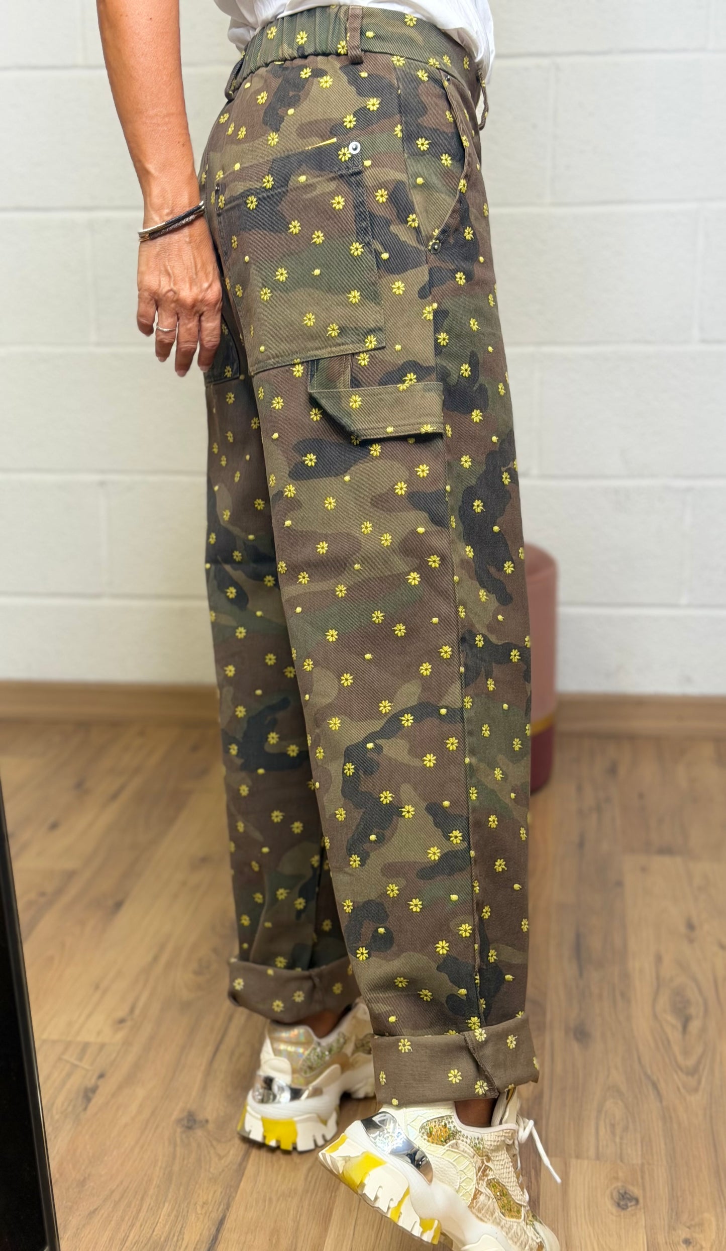Maison crazy worker. Pantalone Worker Camouflage Ricamato