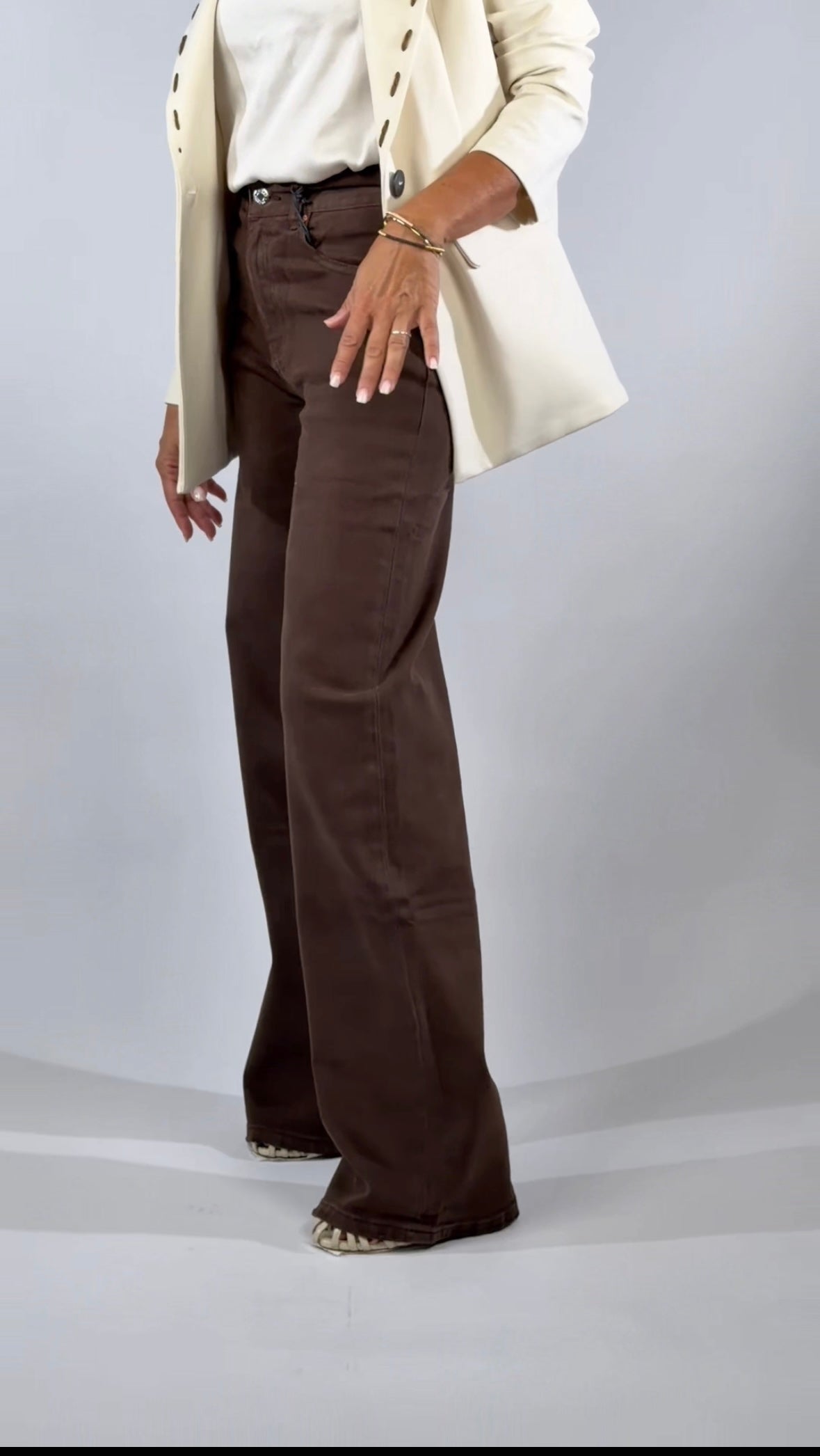 Le Streghe. Denim Wide leg cioccolato