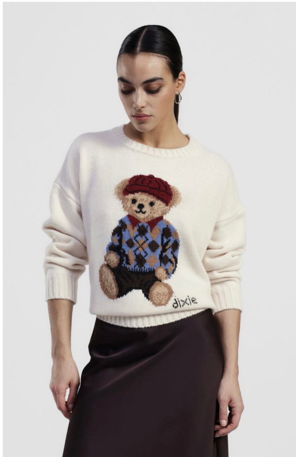 Dixie. Pull bianco orsetto