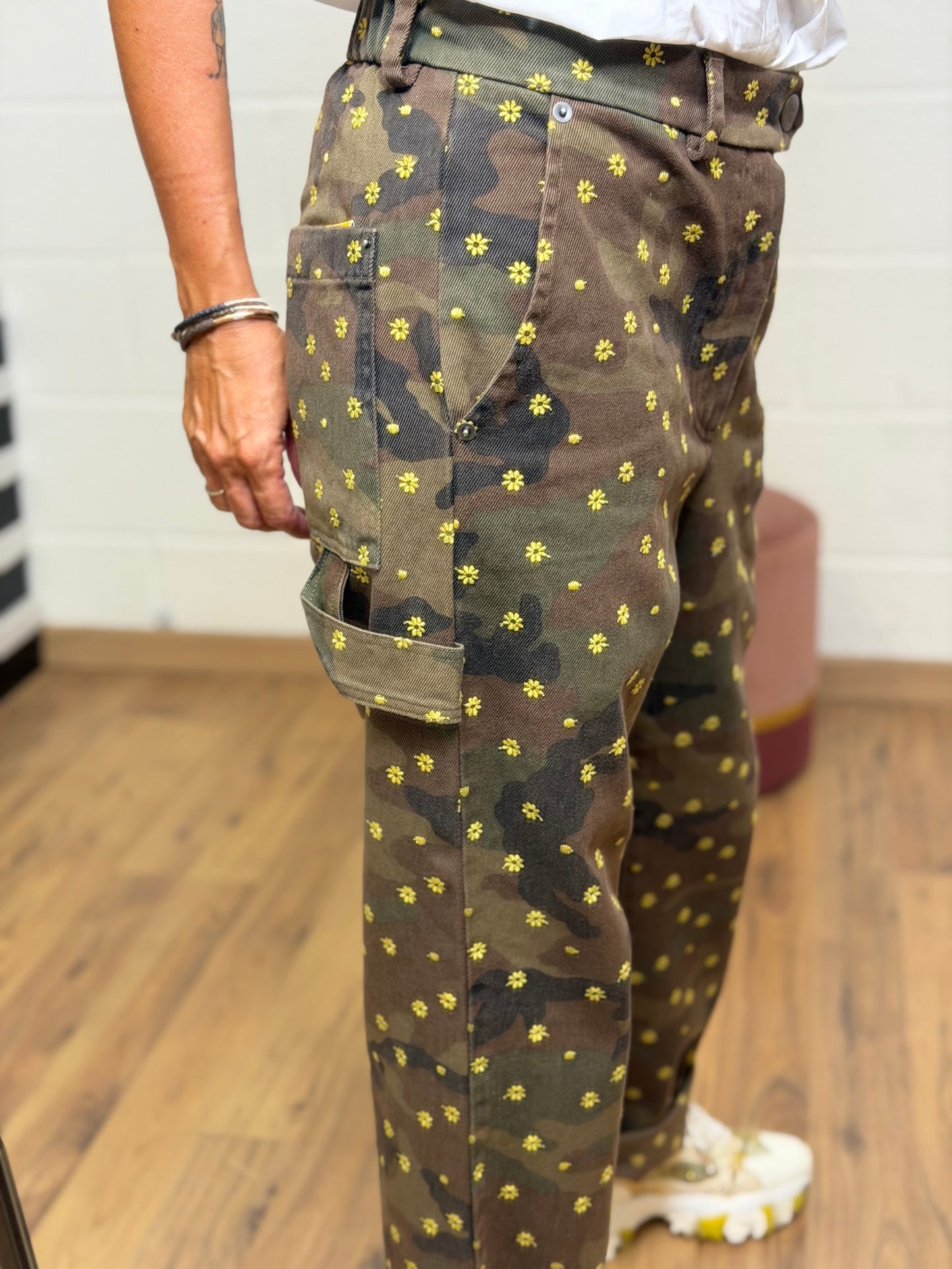 Maison crazy worker. Pantalone Worker Camouflage Ricamato