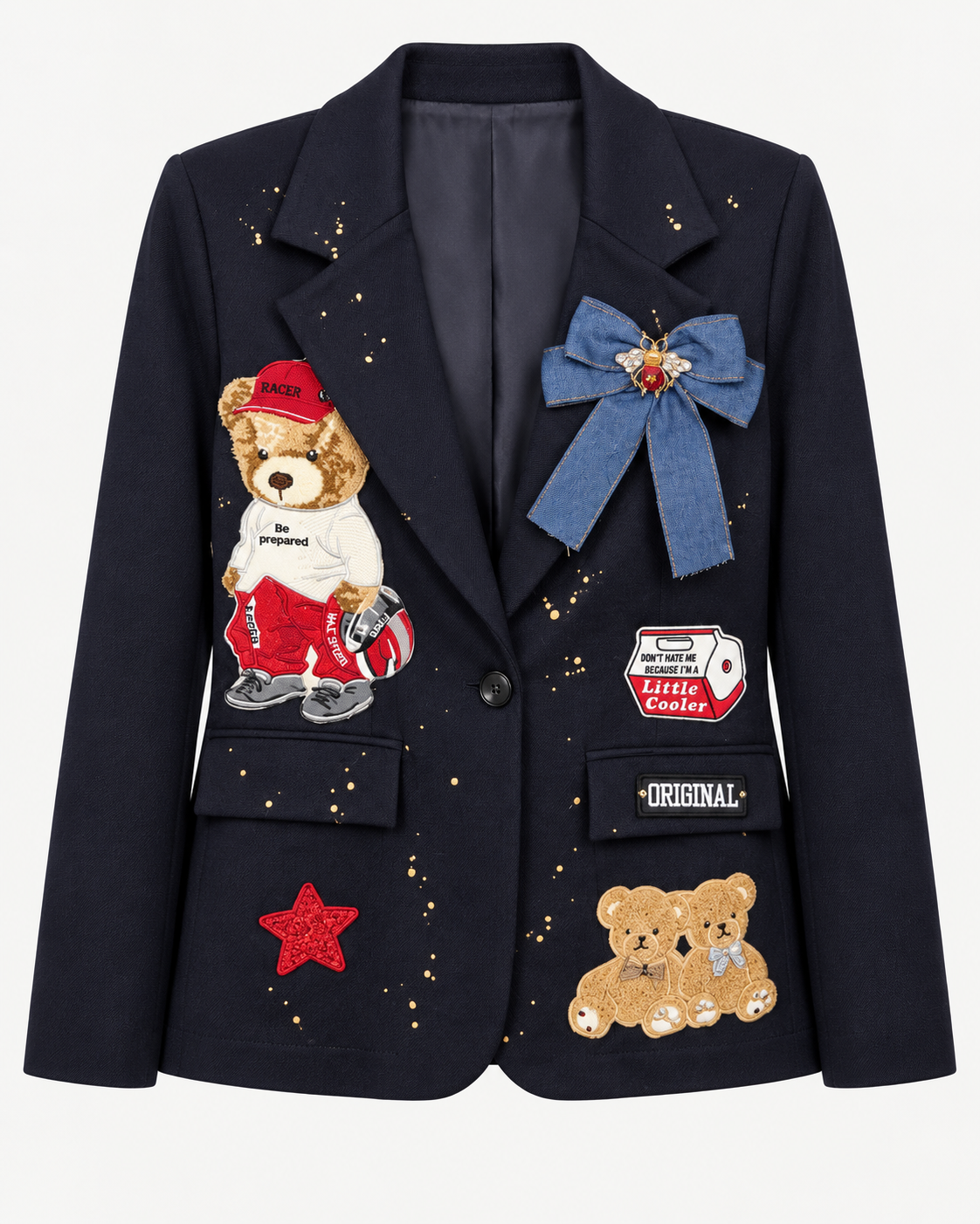 Abpink. Blazer blu con applicazioni