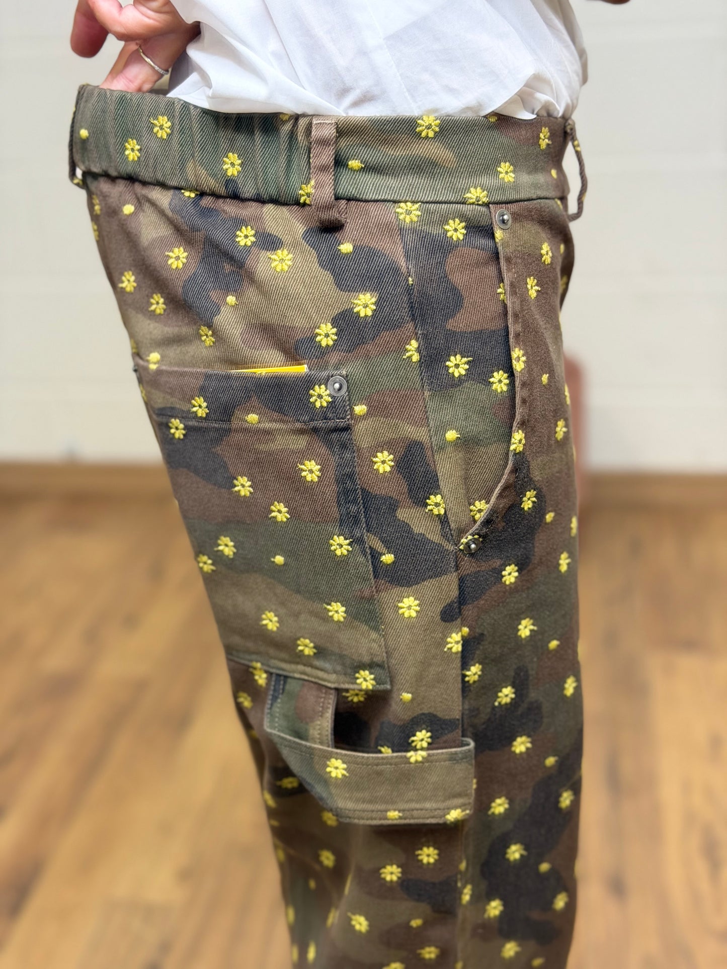 Maison crazy worker. Pantalone Worker Camouflage Ricamato