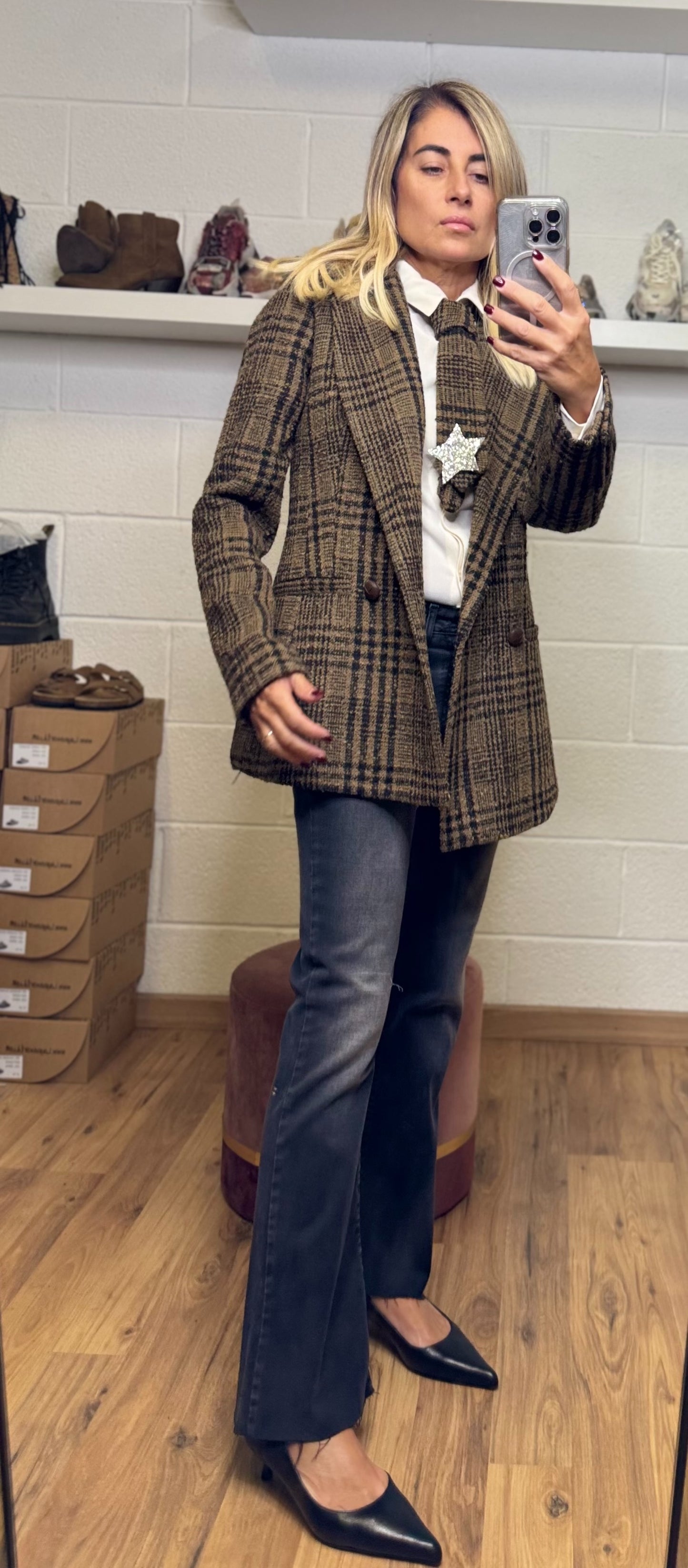 Mimi et mama. Blazer check marrone e nero