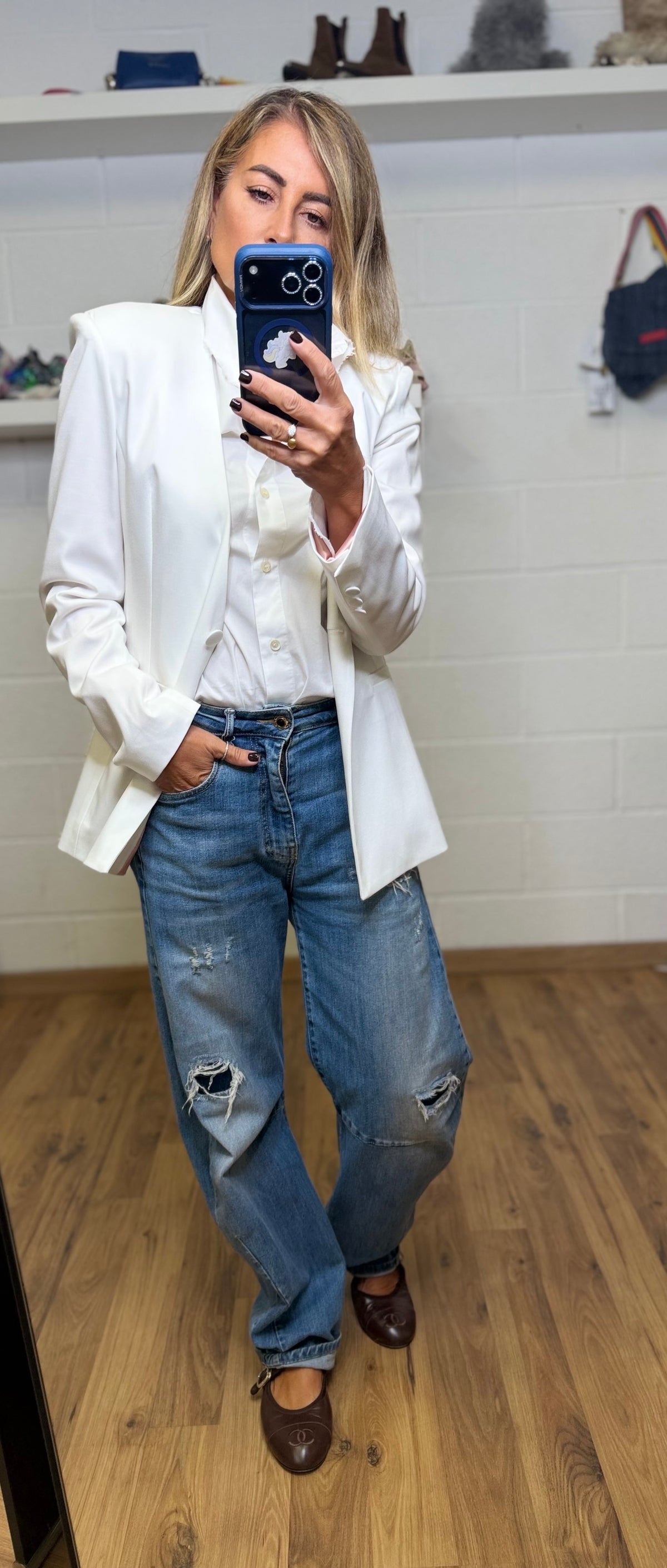 Mimi et Mama . BLAZER BIANCO SARTORIALE CON SPALLE STRUTTURATE