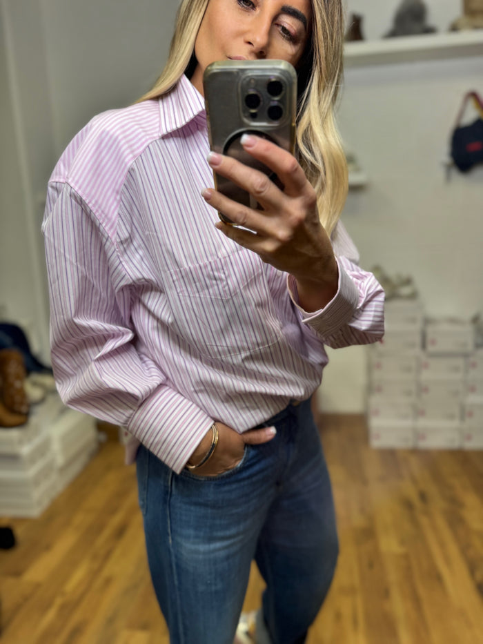 GMF Camicia rigata oversize rosa-50%