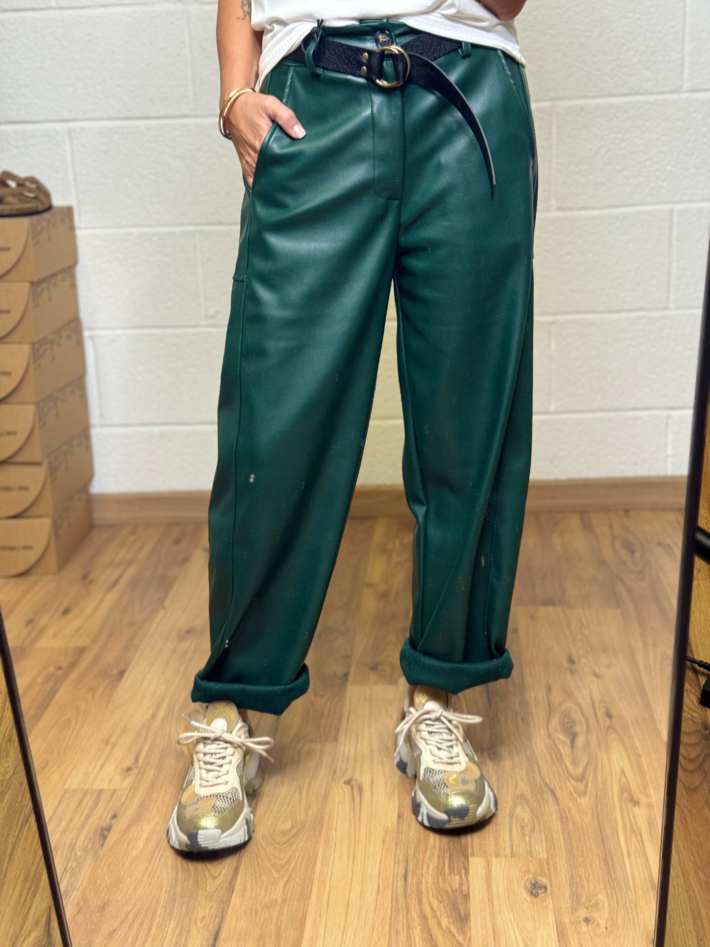 Le Streghe. Pantalone verde bottiglia