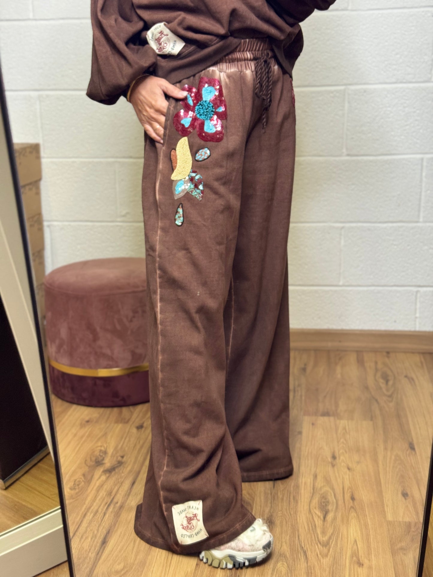 Front Street. Pantalone cioccolato wide leg