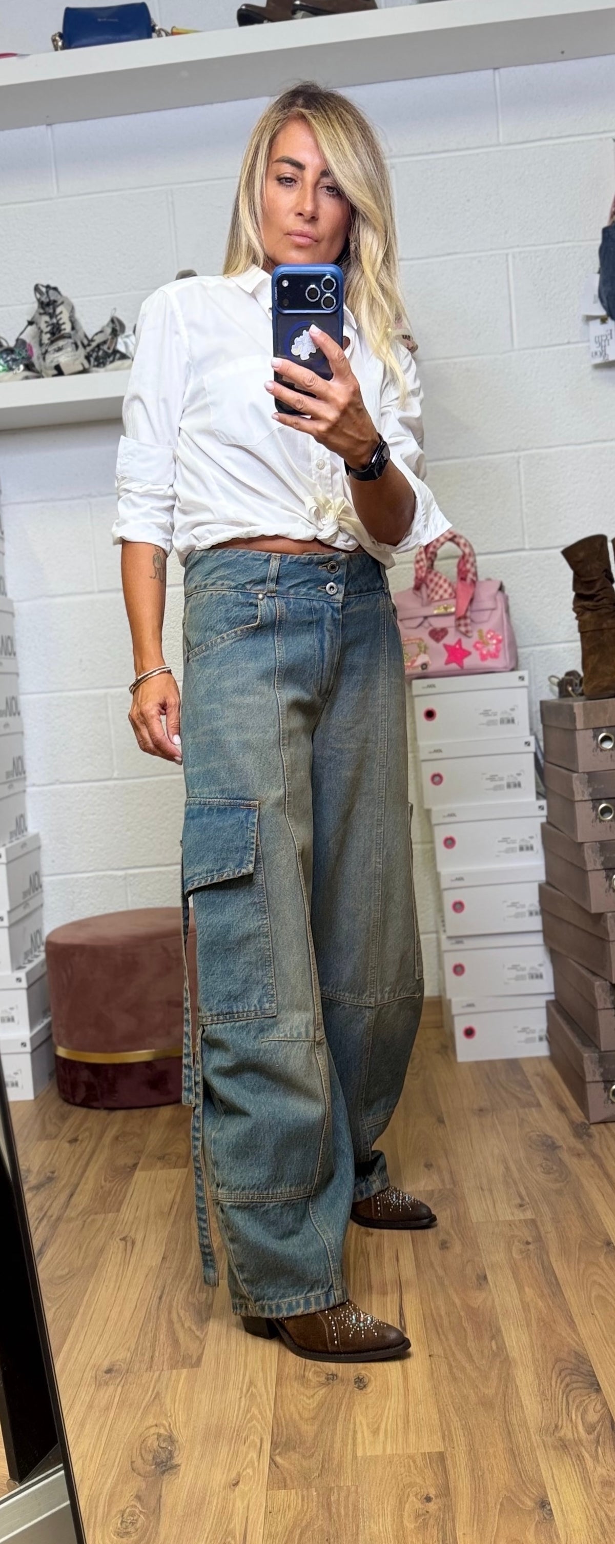 Front Street. Cargo Balloon in Denim – Tela Ferma