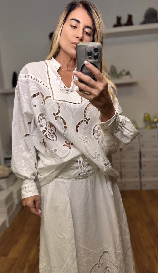 Front Street. Camicia in pizzo sangallo