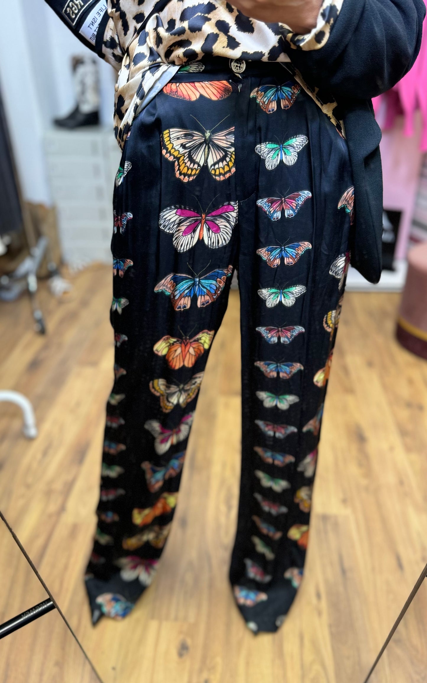 5 Progress. Pantalone stampa butterfly