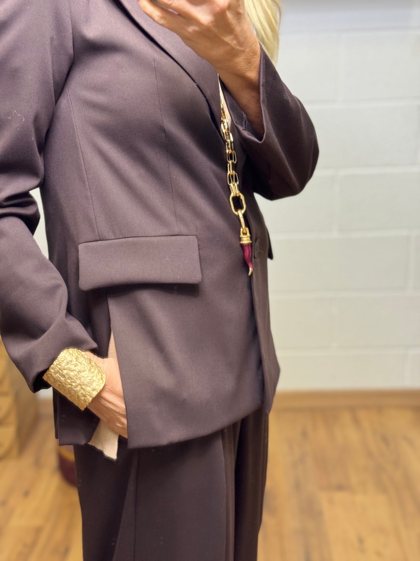 Le Streghe . Blazer cioccolato taglio sartoriale-50%