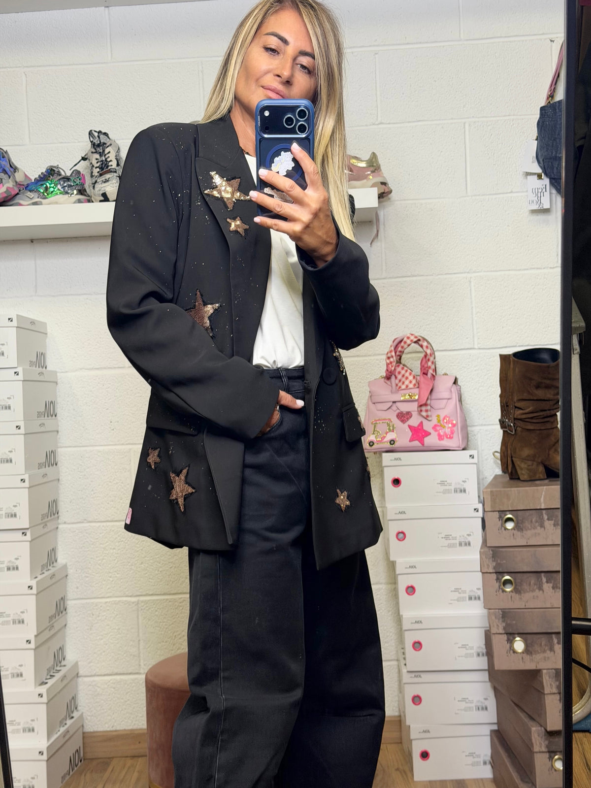 ABpink. Blazer Oversize Patch Gioiello – Pezzo Unico