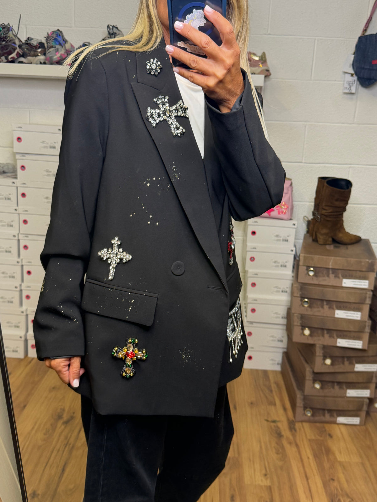 ABpink. Blazer Oversize Patch Gioiello – Pezzo Unico