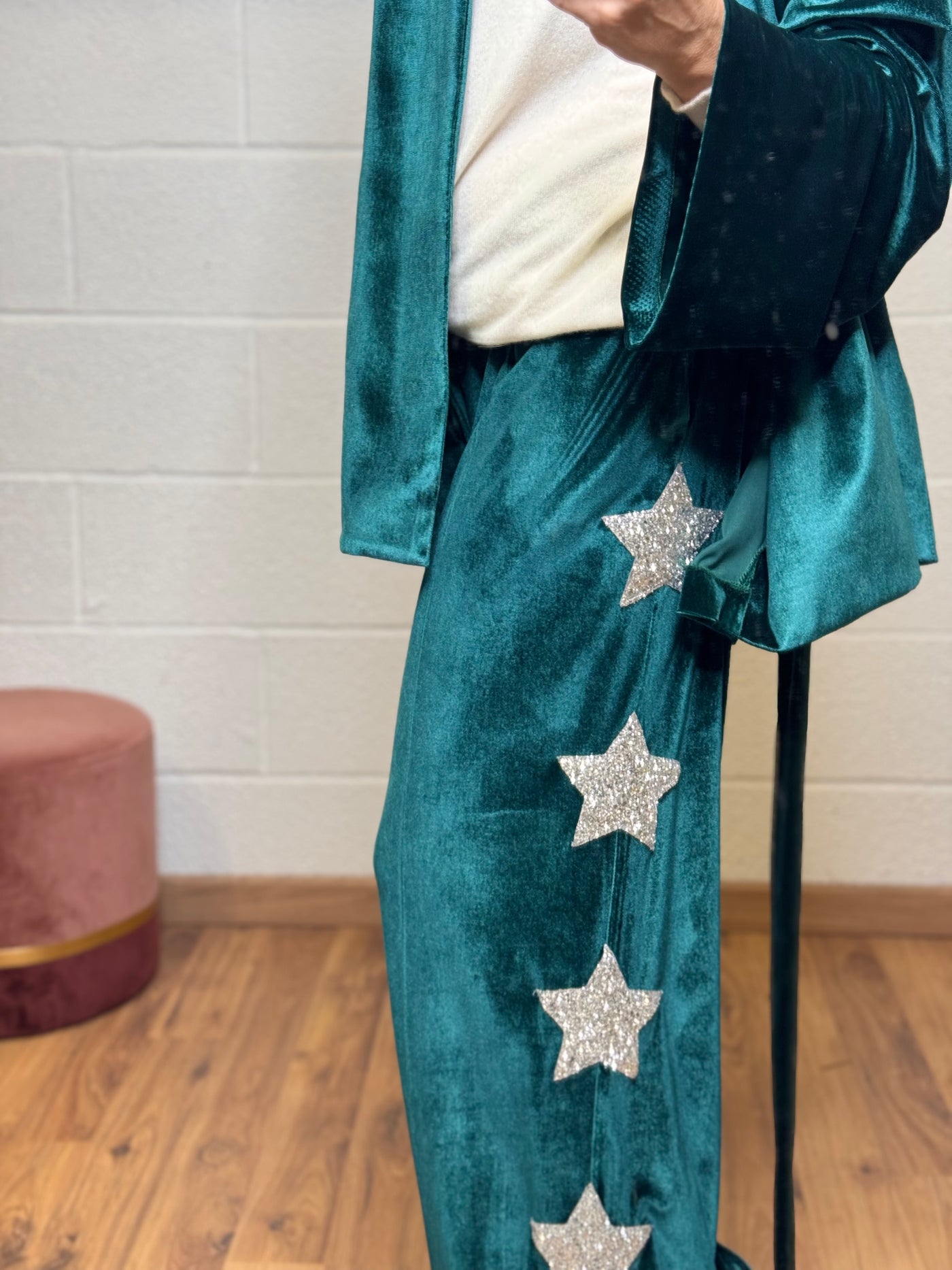 Mimi et mama. Completo verde con stelle-50%