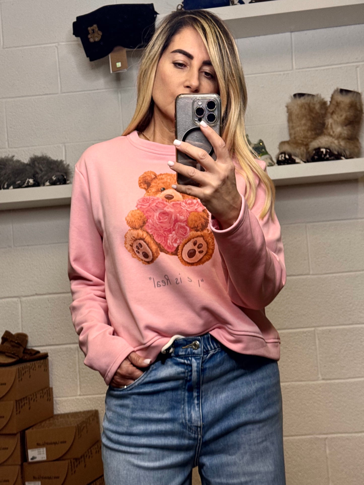 Le Streghe. Felpa teddy rosa