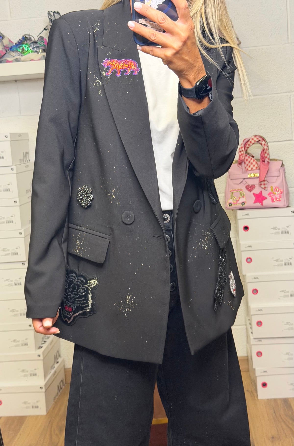 ABpink. Blazer Oversize Patch Gioiello – Pezzo Unico