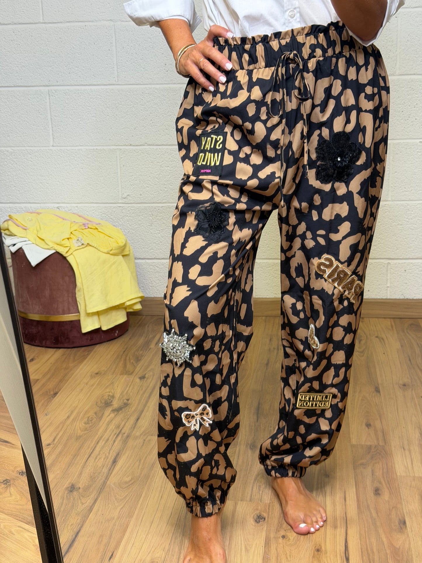 ABpink. Pantaloni animalier stampa Leo