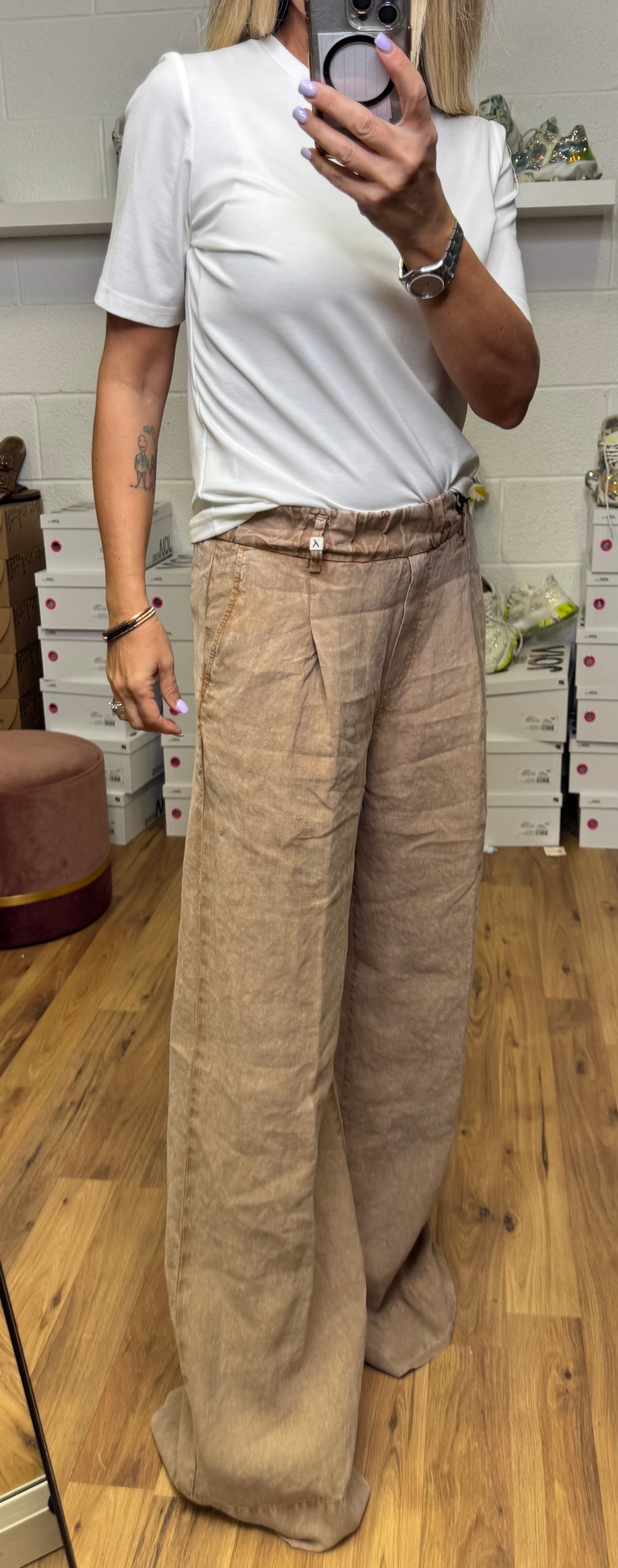 Myths. Panta palazzo in lino.-50%