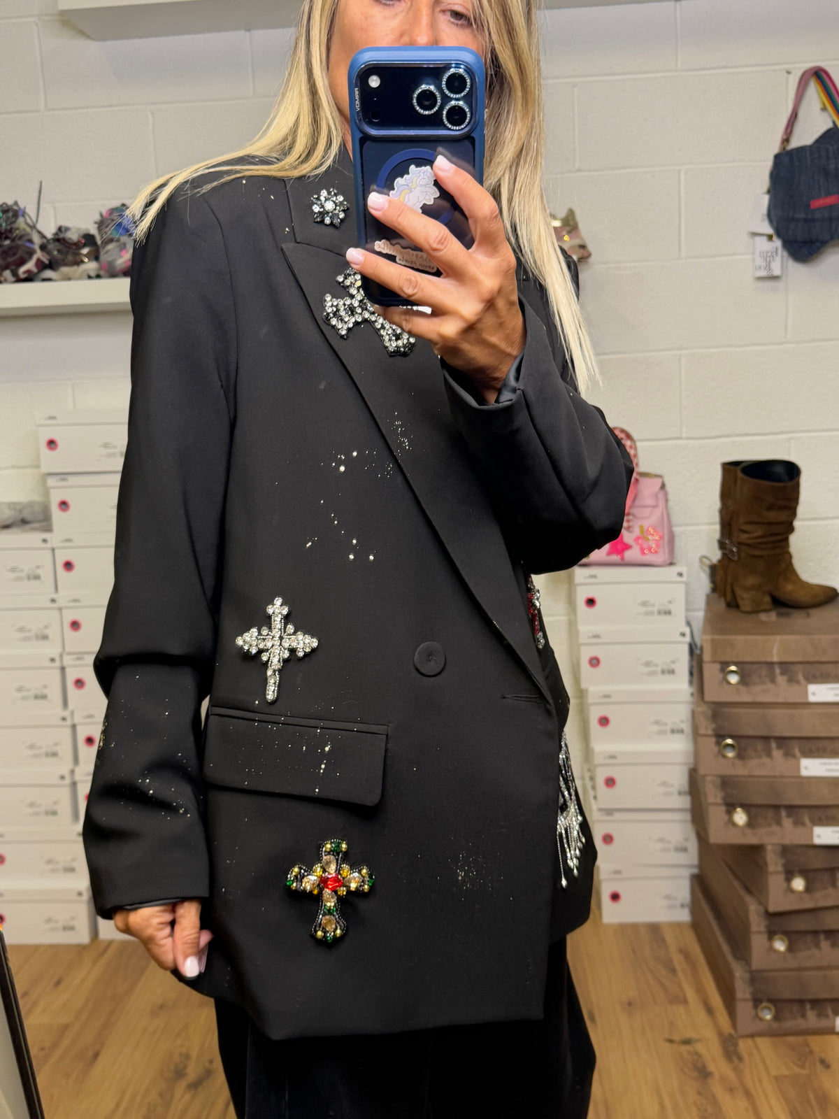 ABpink. Blazer Oversize Patch Gioiello – Pezzo Unico