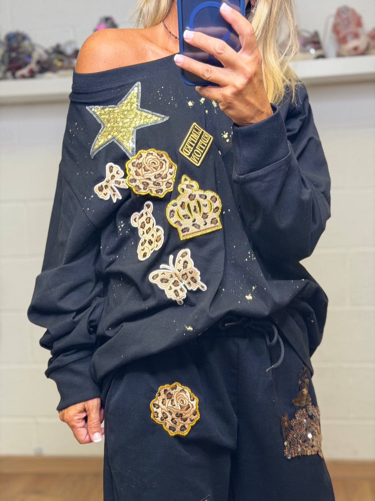 Abpink.Felpa oversize patch gioiello