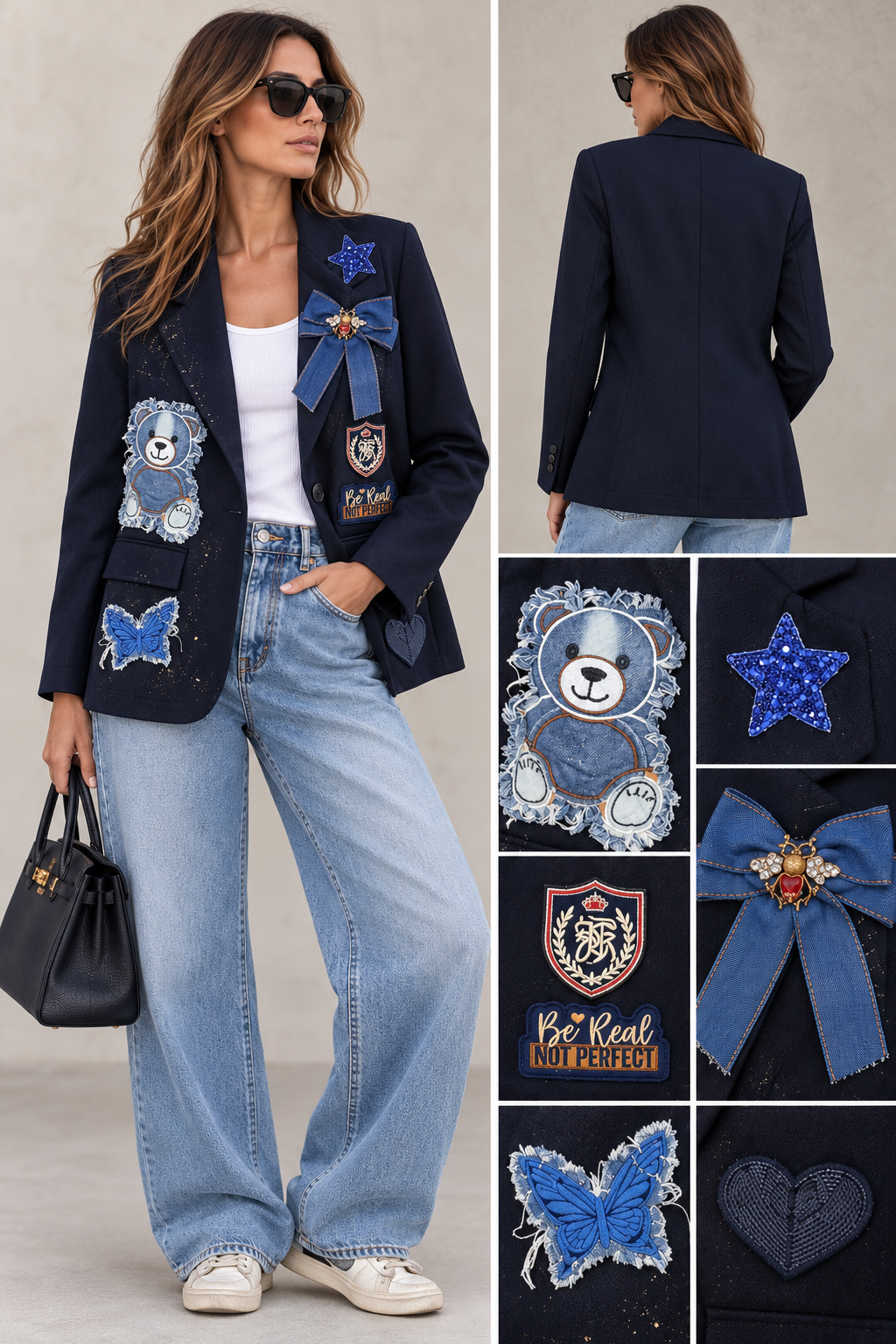 Abpink. Blazer blu con applicazioni – Capo Unico