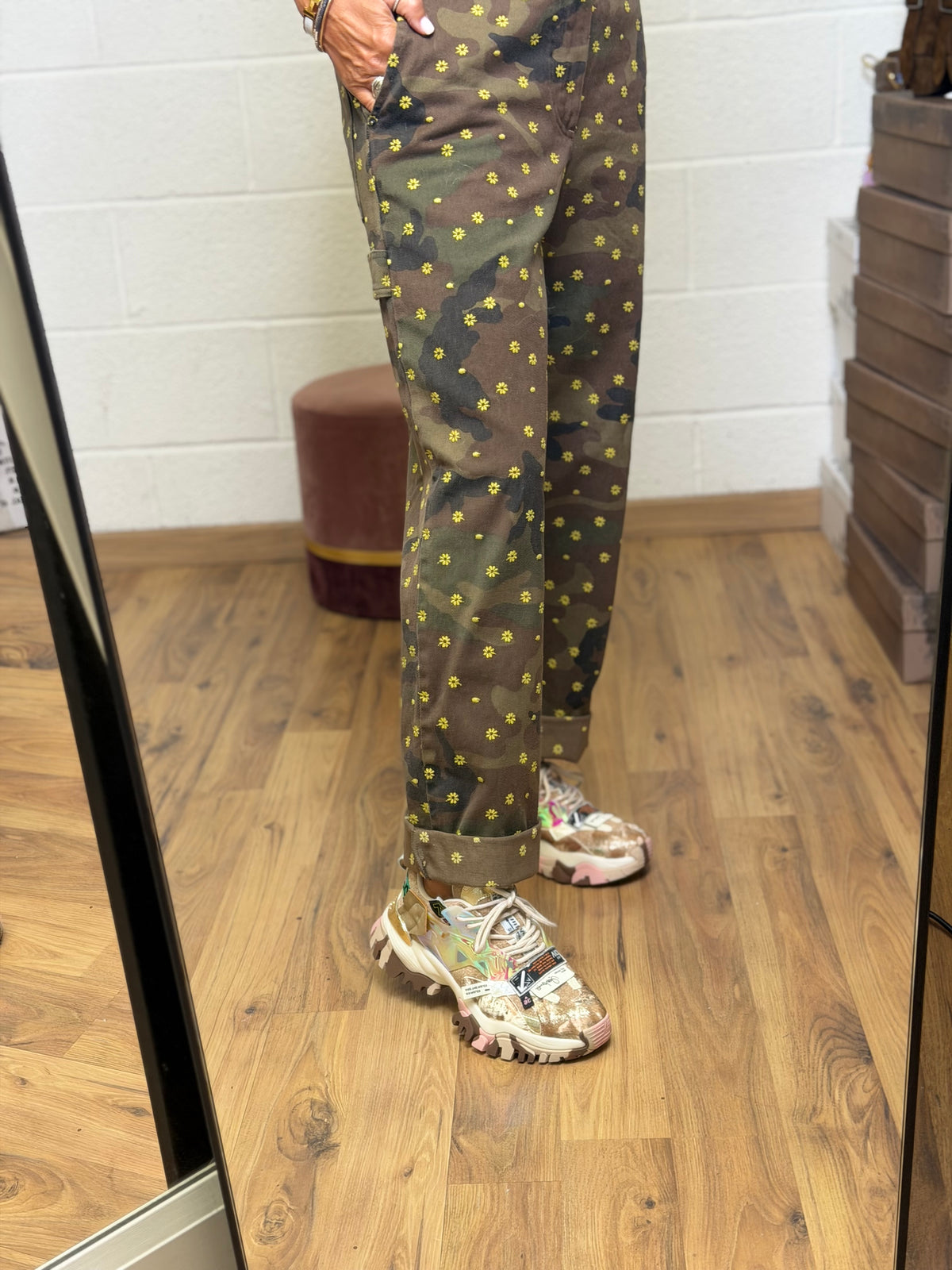 Maison crazy worker. Pantalone Worker Camouflage Ricamato