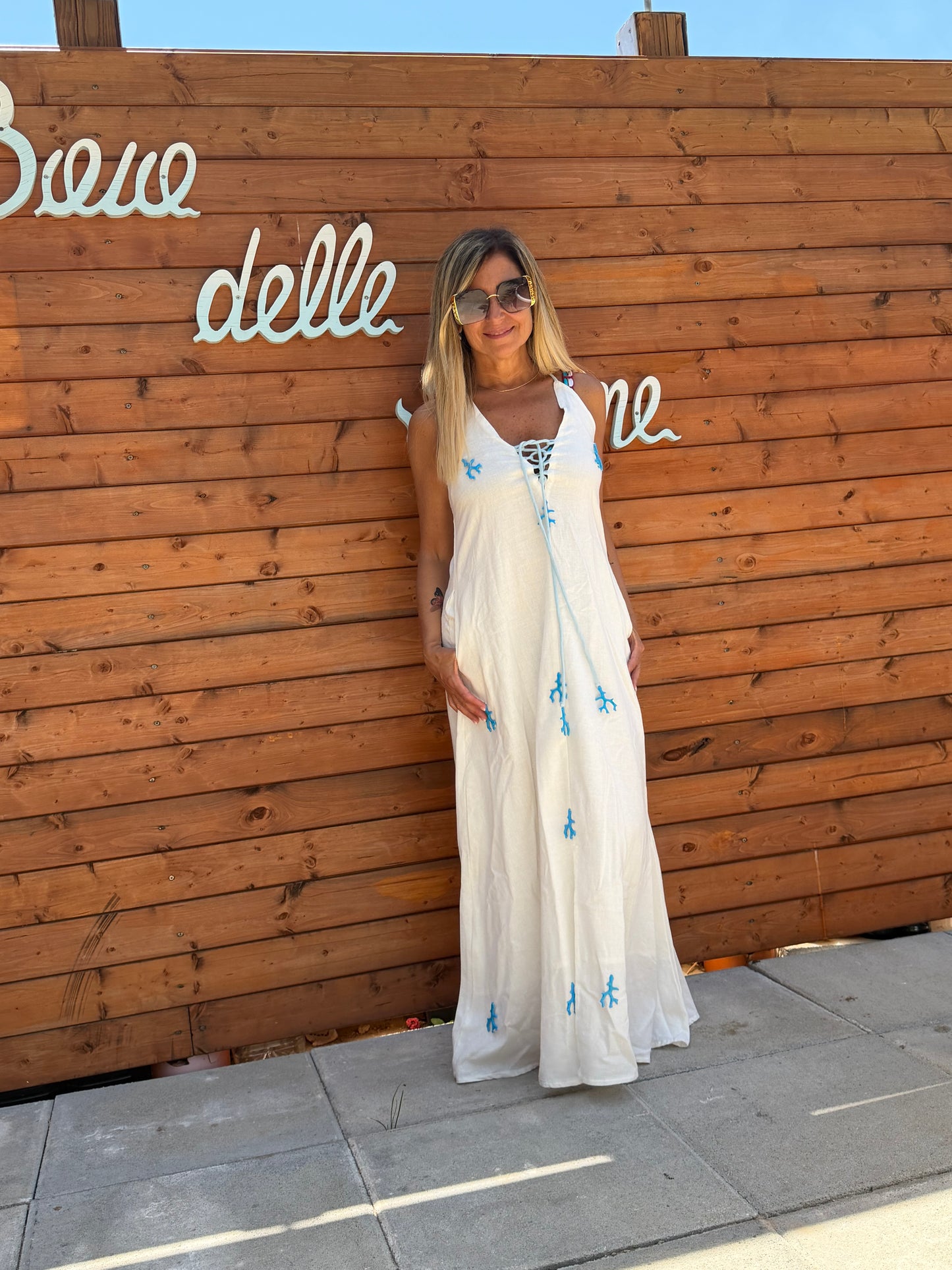 Be Sunset. Abito lungo bianco