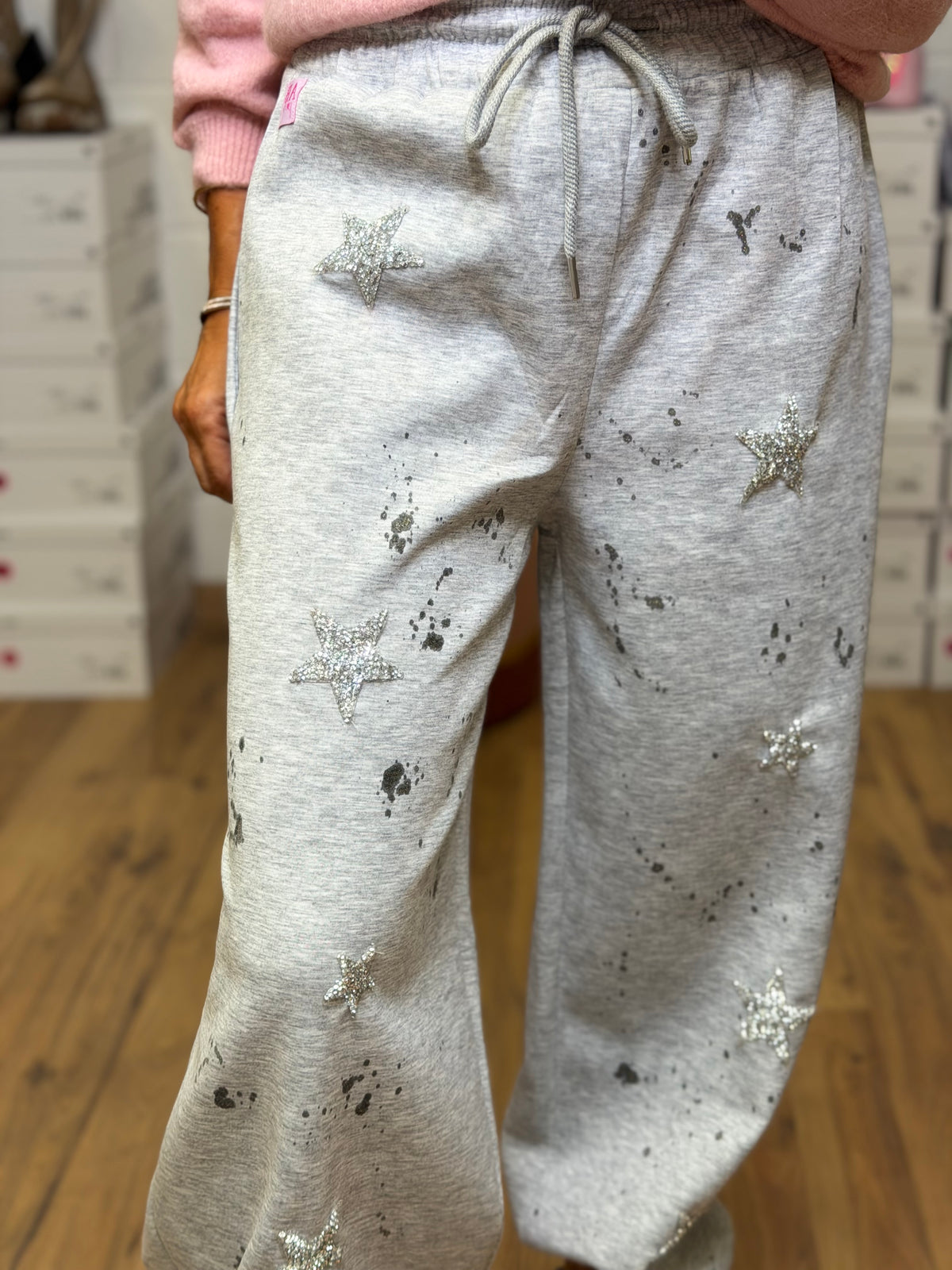 Abpink. Pantalone jogger patch grigio