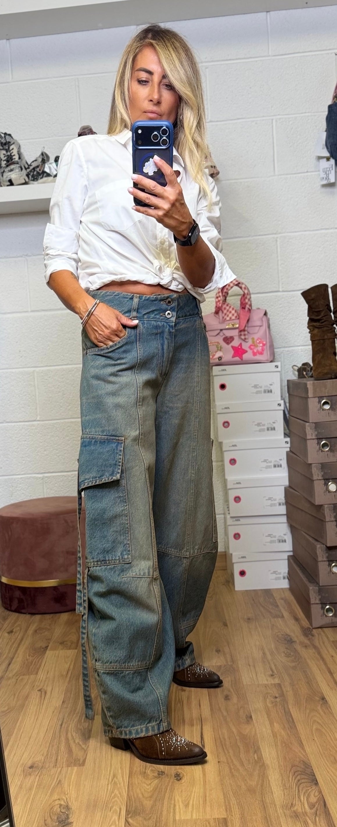 Front Street. Cargo Balloon in Denim – Tela Ferma