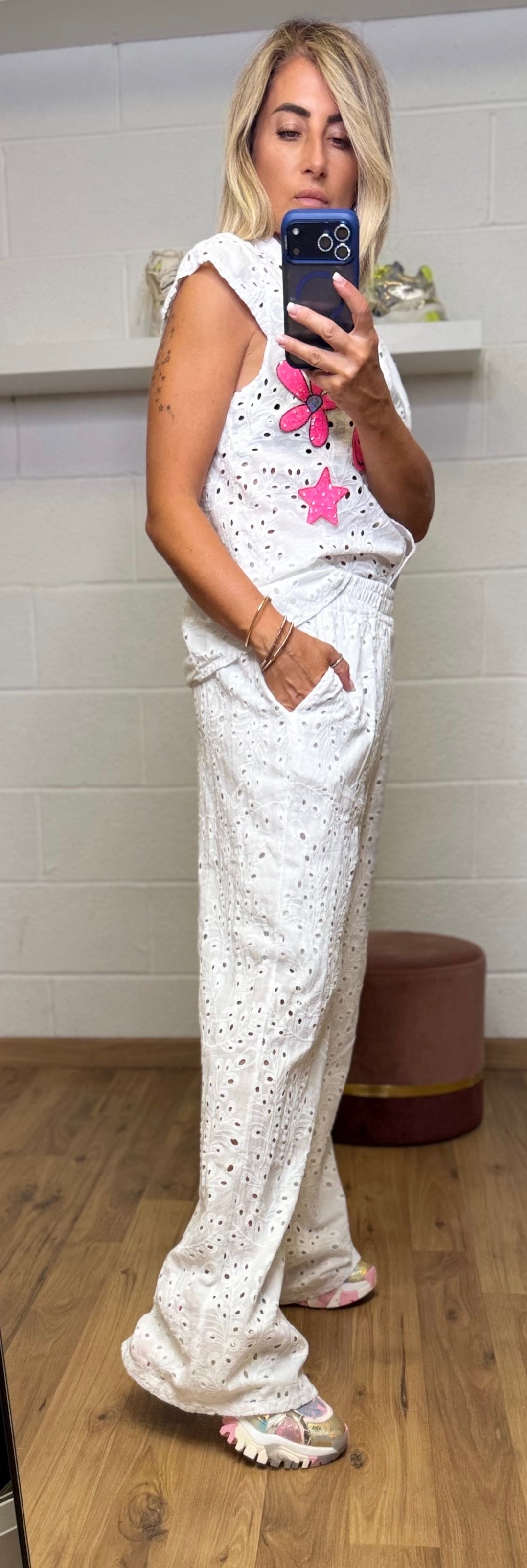 ABpink. Completo Sangallo Patch Couture – Bianco