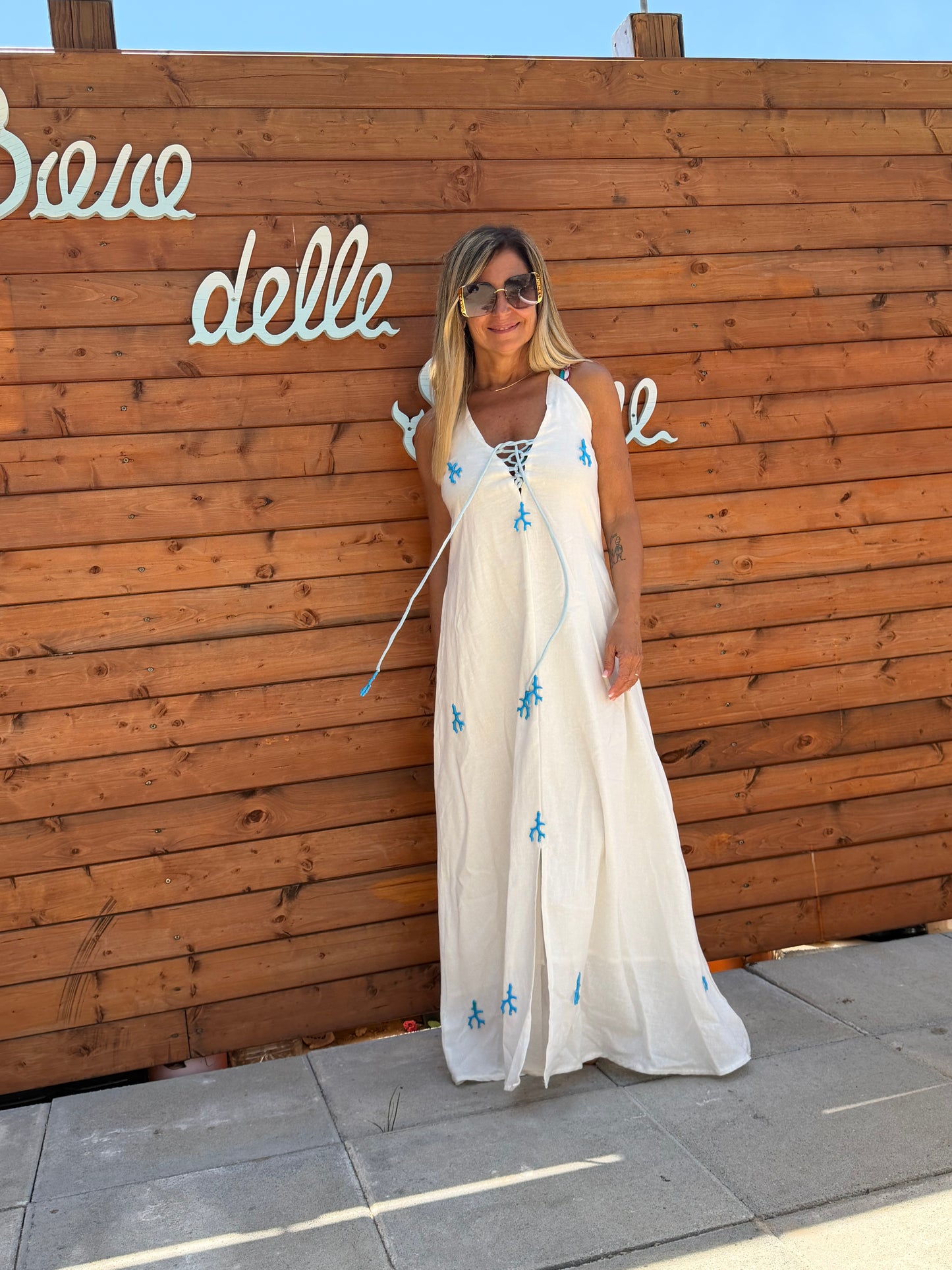 Be Sunset. Abito lungo bianco