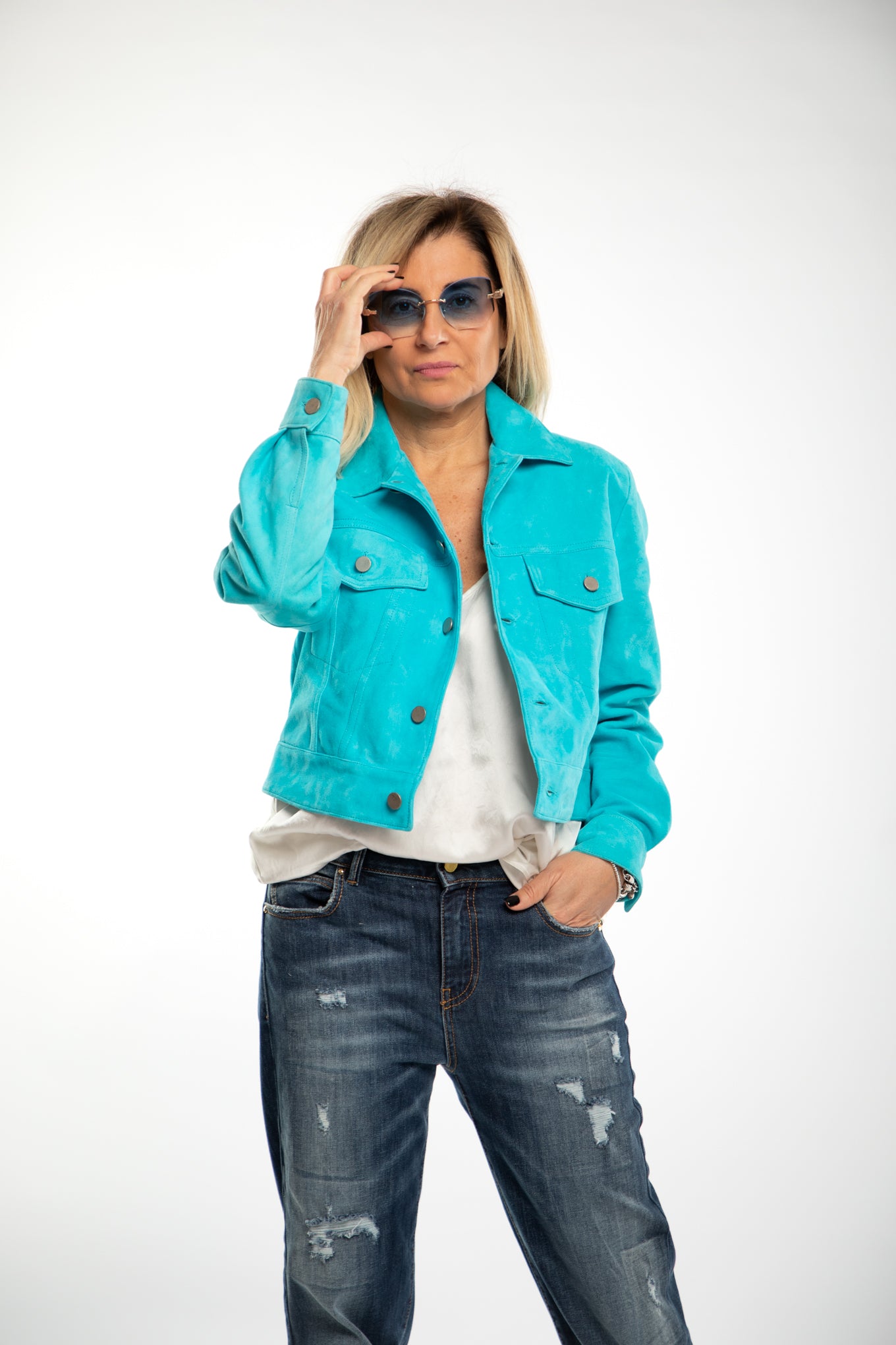 Blusotto. Giacca azzurra-70%