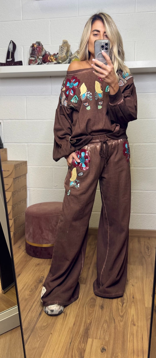 Front Street. Pantalone cioccolato wide leg