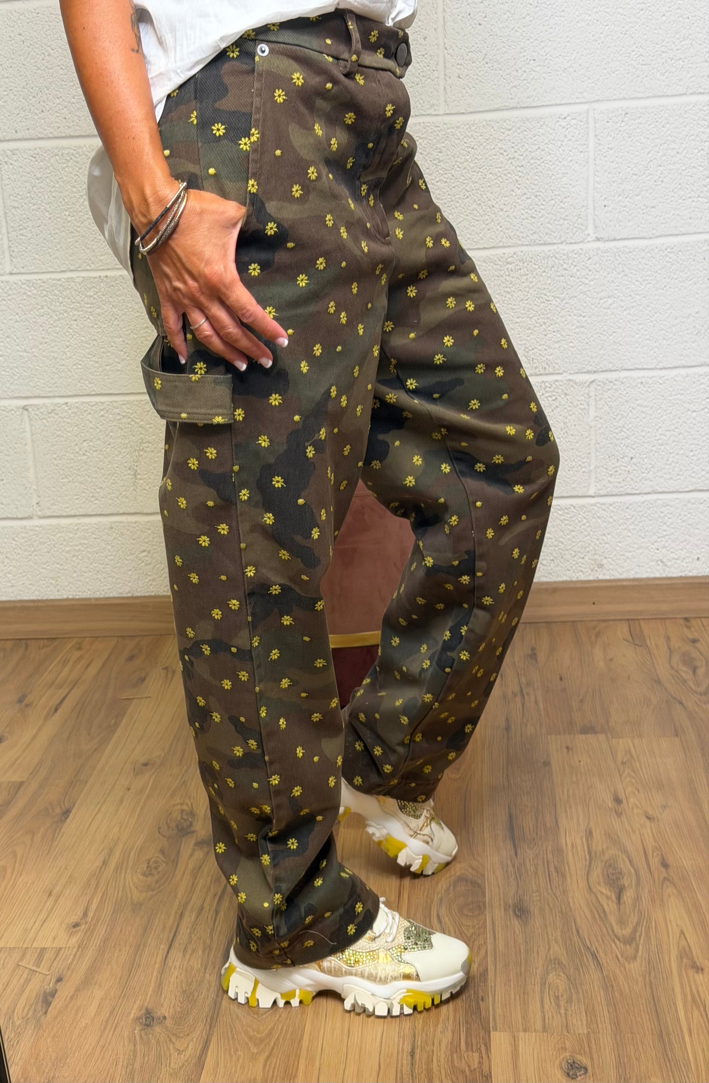 Maison crazy worker. Pantalone Worker Camouflage Ricamato