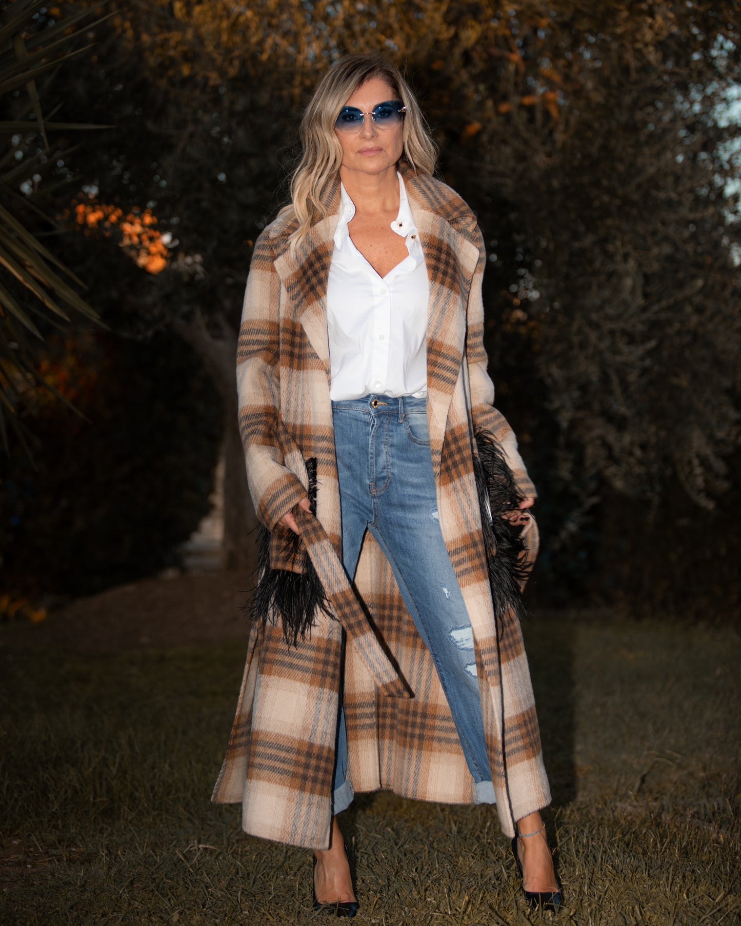 11loveisglamour. Cappotto over tartan marrone