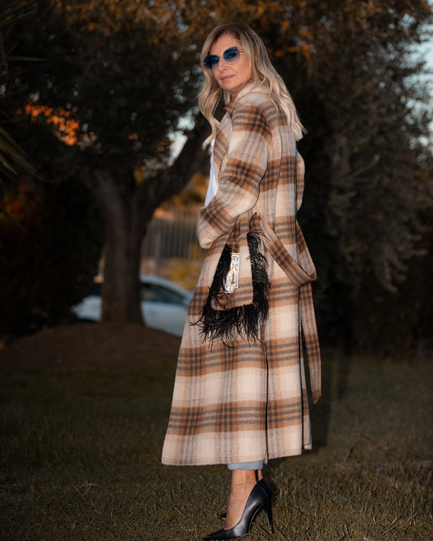 11loveisglamour. Cappotto over tartan marrone