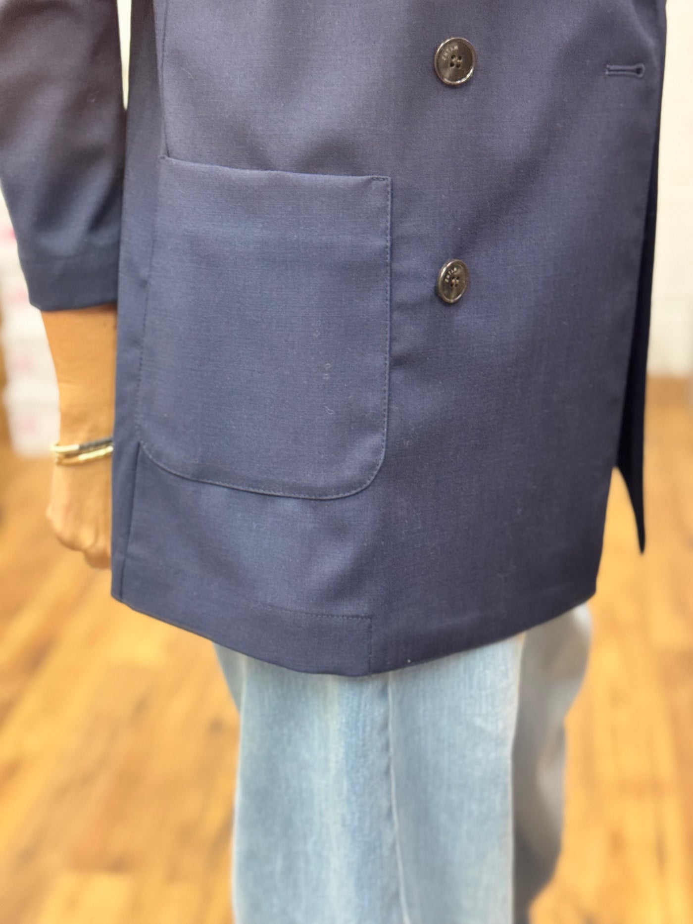 Myths. Blazer in fresco Lana stretch blu