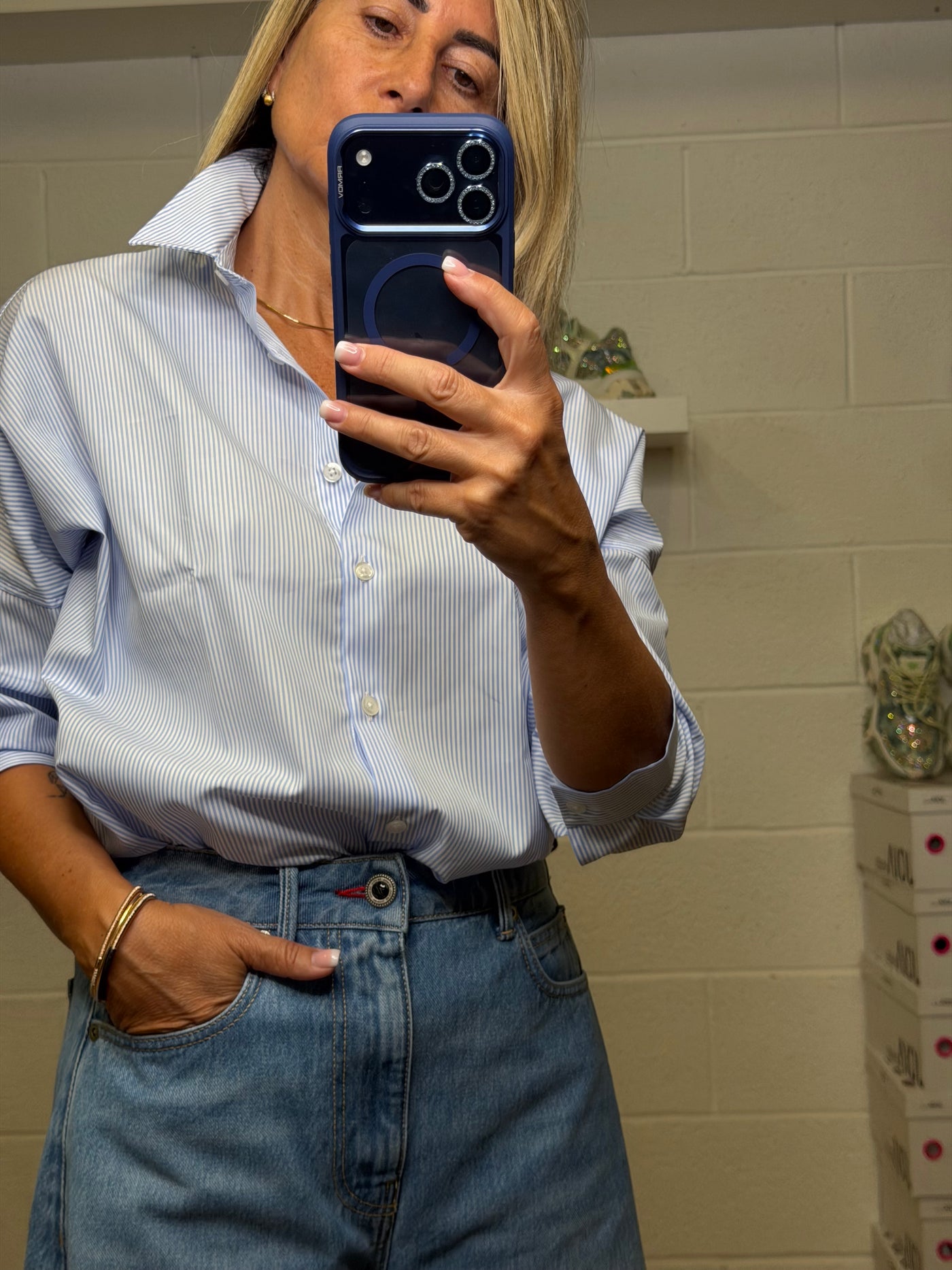 GMF.Camicia Oxford Rigata Azzurro Cielo-50%