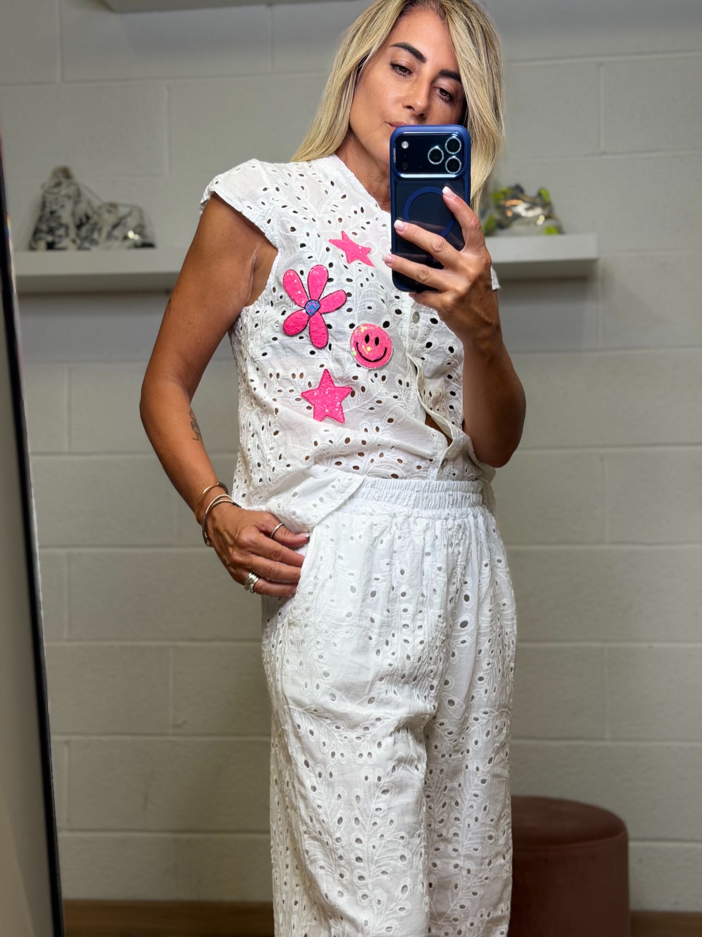 ABpink. Completo Sangallo Patch Couture – Bianco