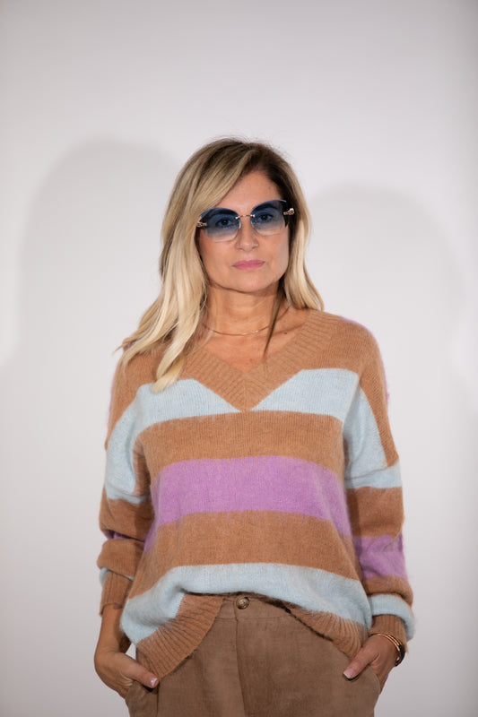 Le Streghe. Pull a righe camel