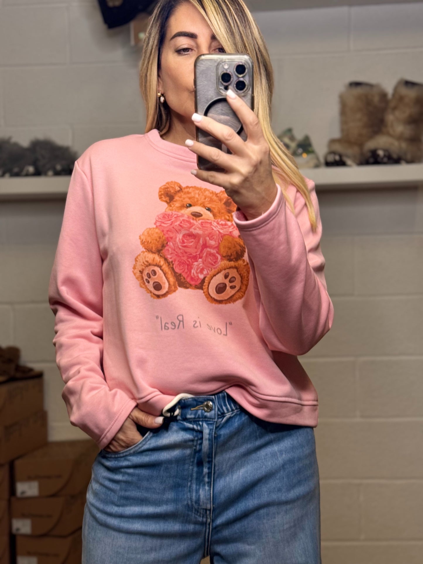 Le Streghe. Felpa teddy rosa